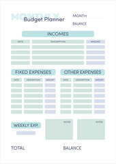 monthly budget planner