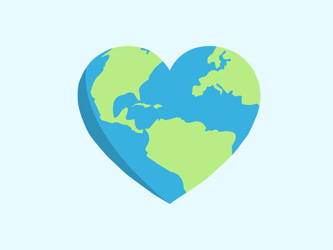 vector image of the earth in the shape of a heart