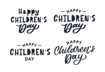 Happy Children's day. Holiday phrase. Hand drawn vector lettering.
