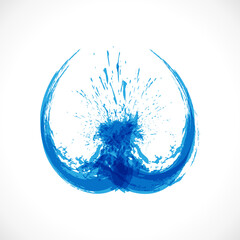 Swirl water wave logo. Blue ink splash element. Eco fluid stream design. Jpeg clean water concept template. Abstract colorful grunge curls liquid icon isolated on white