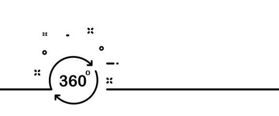 360 degrees line icon. View, viewing angle, circular arrows, 3d, user, player, viewer. Technology concept. One line style. Vector line icon for Business and Advertising