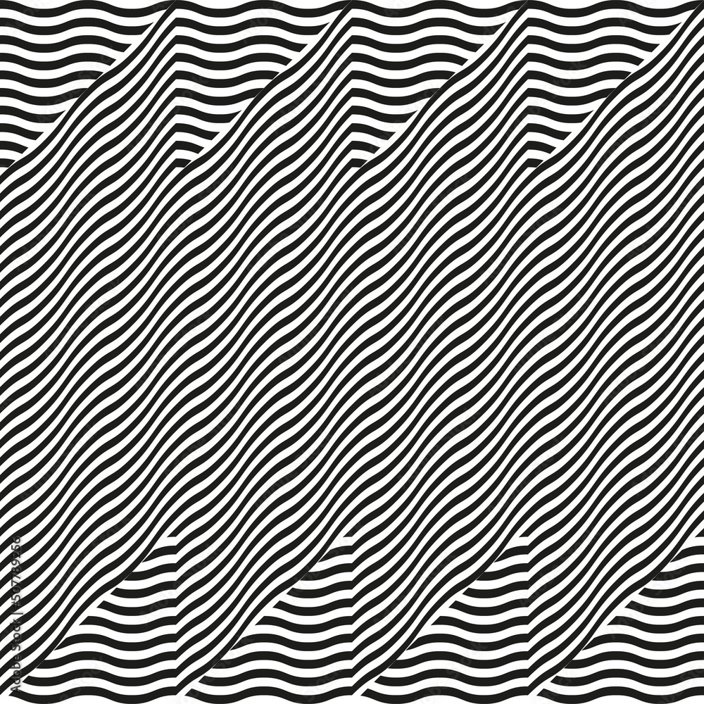 Aufkleber Modern abstract geometric contemporary vector seamless diagonal pattern with simple elements and shapes. Graphic black and white minimalist background.