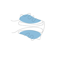 Continuous line drawing of casual sneakers shoes. Single one line art of sport shoes. Vector illustration