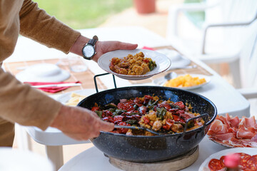 Migas con chorizo, a traditional Spanish recipe made with breadcrumbs and chorizo sausage