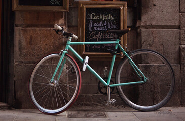 green bike in the city