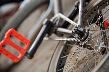 Fototapeta premium bike detail with orange pedal