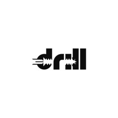 Drill letter, negative space. Wordmark logo design.