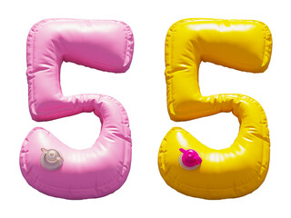 Inflatable Swimming Ring alphabet. Number 5
