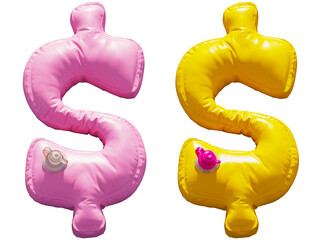 Inflatable Swimming Ring alphabet. Dollar symbol