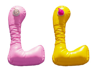 Inflatable Swimming Ring alphabet. Letter L