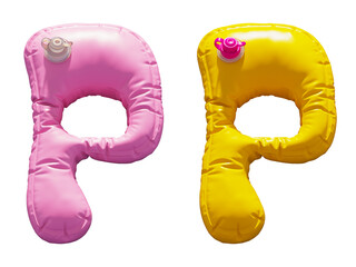 Inflatable Swimming Ring alphabet. Letter P
