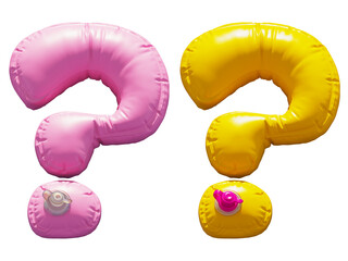 Inflatable Swimming Ring alphabet. Question symbol