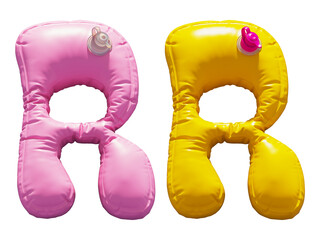 Inflatable Swimming Ring alphabet. Letter R