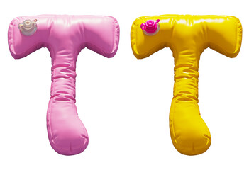 Inflatable Swimming Ring alphabet. Letter T