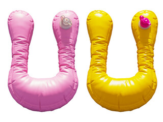 Inflatable Swimming Ring alphabet. Letter U