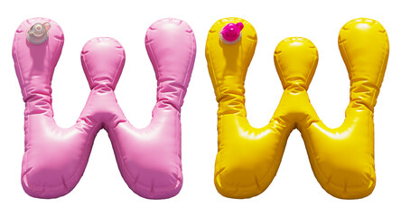 Inflatable Swimming Ring alphabet. Letter W