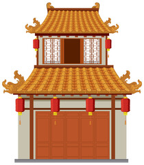 Chinese traditional building on white background