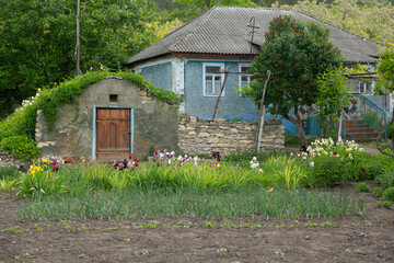 Fototapeta na wymiar The village of Stroiesti is a very picturesque rural town in the Republic of Moldova, located on the banks of the Dniester River