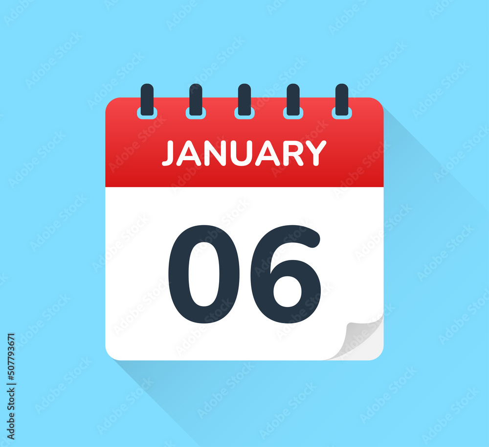 Poster january 06 date on calendar vector icon