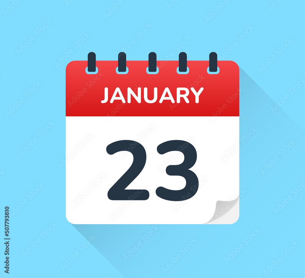 Poster january 23 date on calendar vector icon