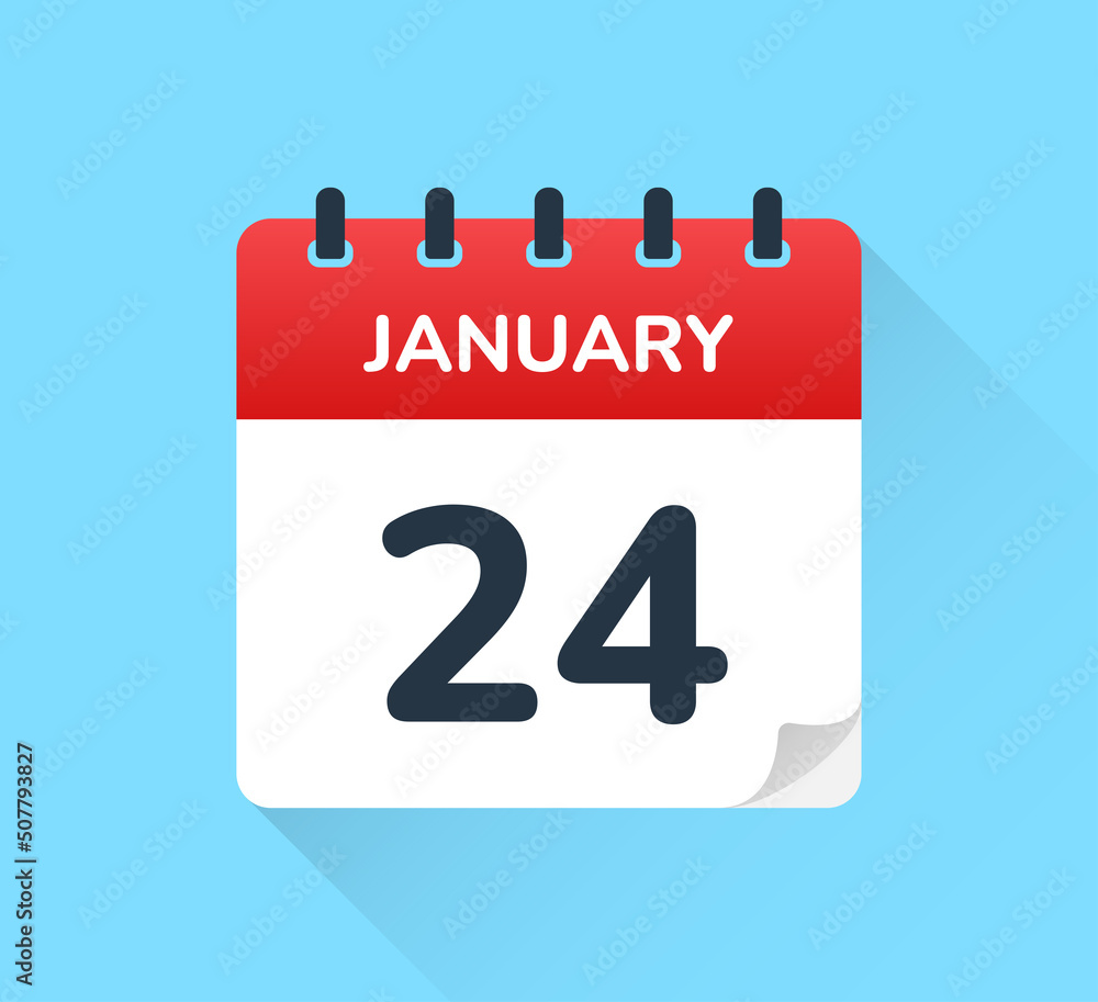 Poster january 24. vector flat design of daily calendar icon. date and day of the year.