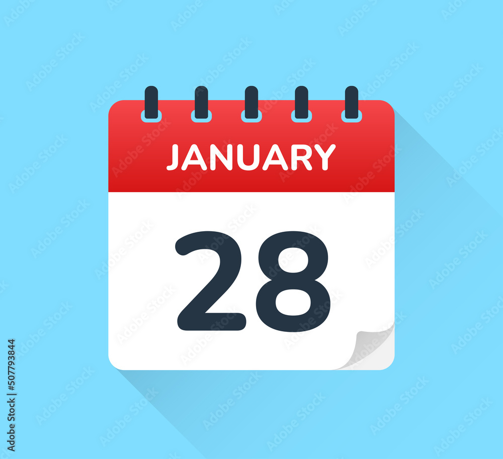 Poster january 28. vector flat design of daily calendar icon. date and day of the year.