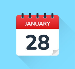 January 28. Vector flat design of daily calendar icon. Date and day of the year.