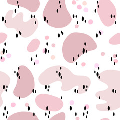 Hand drawn abstract geometric seamless modern colorful pink pattern. Cute vector doodle for paper, fabric, book, kitchen, children.