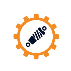 illustration, icons, logo with car details. Car service. Auto parts store. Flat design.