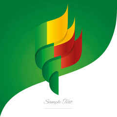 Abstract Benin 3D wavy flag green yellow red modern ribbon strip logo icon abstract background vector