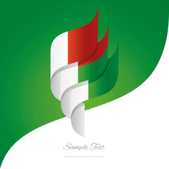 Abstract Madagascar 3D wavy flag white red green modern ribbon strip logo icon abstract background vector