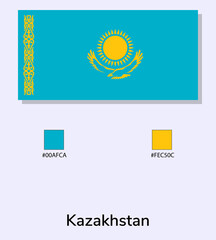 Vector Illustration of Kazakhstan flag isolated on light blue background. Illustration Kazakhstan flag with Color Codes. As close as possible to the original. ready to use, easy to edit. vector eps10.