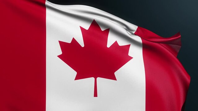 Canada flag. Maple Leaf. Ottawa sign. Canadian official patriotic national symbol of celebration of Independence Day, First 1 July. Realistic 3D animation with rippled cotton texture.