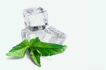 Cold clean ice cubes on background