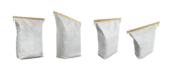 Paper construction plaster cement bag. Sack isolated on white