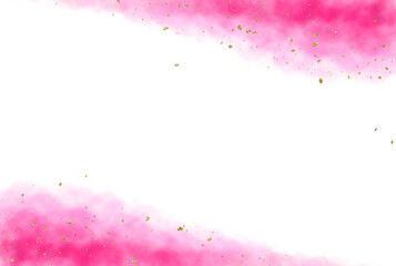 背景素材　水彩フレーム　 ピンク　ゴールド　ラメ　グリッター