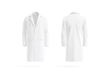 Blank white wool coat mockup, front and back view