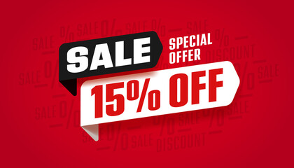 Fifteen percent off sale special offer poster