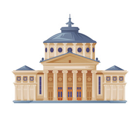 Romanian Athenaeum Concert Hall as Romania Traditional Symbol and Object Vector Illustration