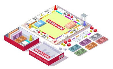 Business table board game vector strategy activity - obrazy, fototapety, plakaty