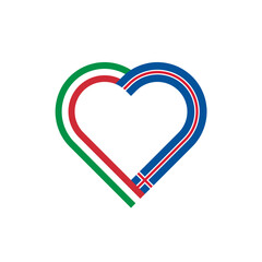 unity concept. heart ribbon icon of italy and iceland flags. vector illustration isolated on white background