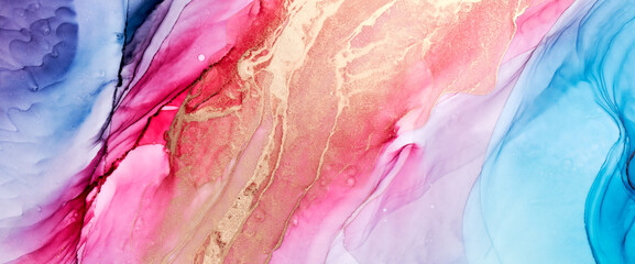 Colorful ink luxury abstract background, gold pink marble texture, fluid art pattern wallpaper,...