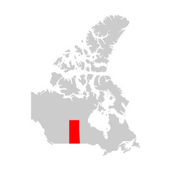 Saskatchewan province highlight on map of Canada