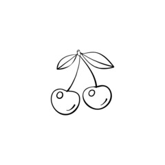 Contour drawing of a pair of cherries 