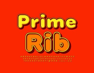 Vector quality sign Prime Rib with stylish Font. Bright trendy Alphabet Letters, Numbers and Symbols set