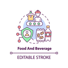 Food and beverage concept icon. Biometric technology usage abstract idea thin line illustration. Manufacturing industry. Isolated outline drawing. Editable stroke. Arial, Myriad Pro-Bold fonts used