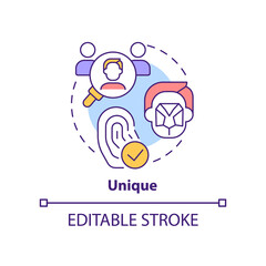 Unique concept icon. Biometric data benefit abstract idea thin line illustration. Identifying individuals. Specific traits. Isolated outline drawing. Editable stroke. Arial, Myriad Pro-Bold fonts used