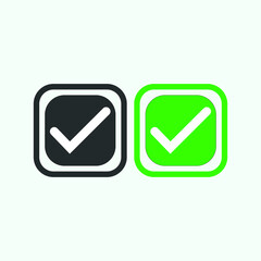 Check mark green and black line icons. Vector illustration. eps - Vector