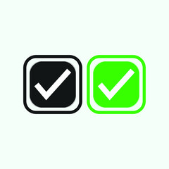 Check mark green and black line icons. Vector illustration. eps - Vector