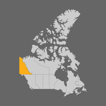 Yukon Territory Highlighted On The Map Of Canada